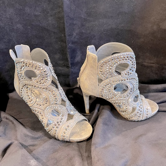 Gianni Bini rhinestone peep toe booties - Picture 2 of 5